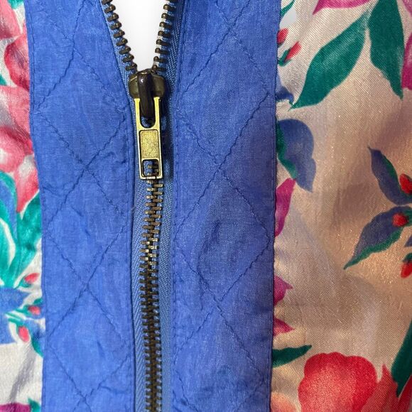 Lavon Windbreaker Bomber Jacket Women's M Multicolored Floral Print VTG Zipper - Picture 12 of 12